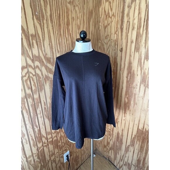 Gymshark Long Sleeve T Shirt Mens XS Performance Workout Solid Black NWOT - Picture 1 of 8